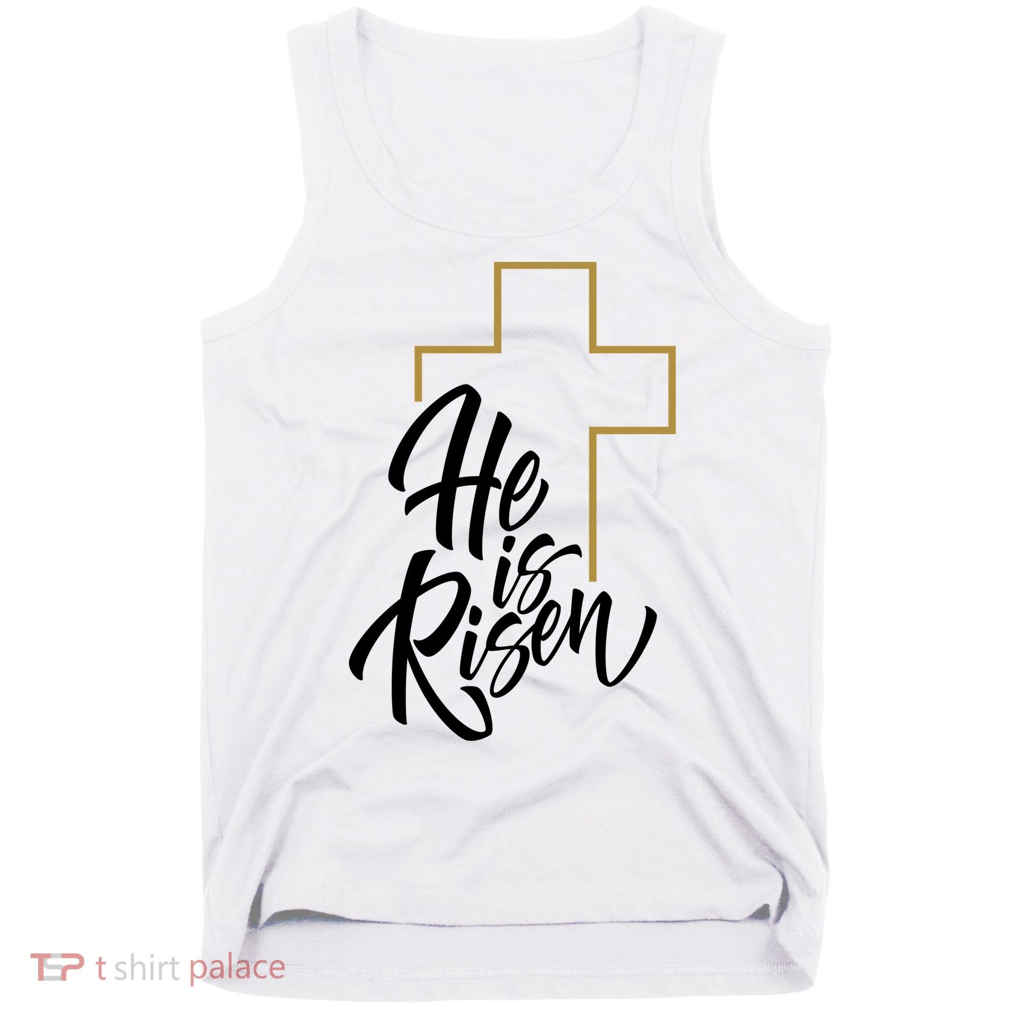 He Is Risen Easter Cross Christian Tank Top
