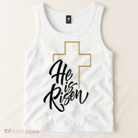 He Is Risen Easter Cross Christian Tank Top thumb 2