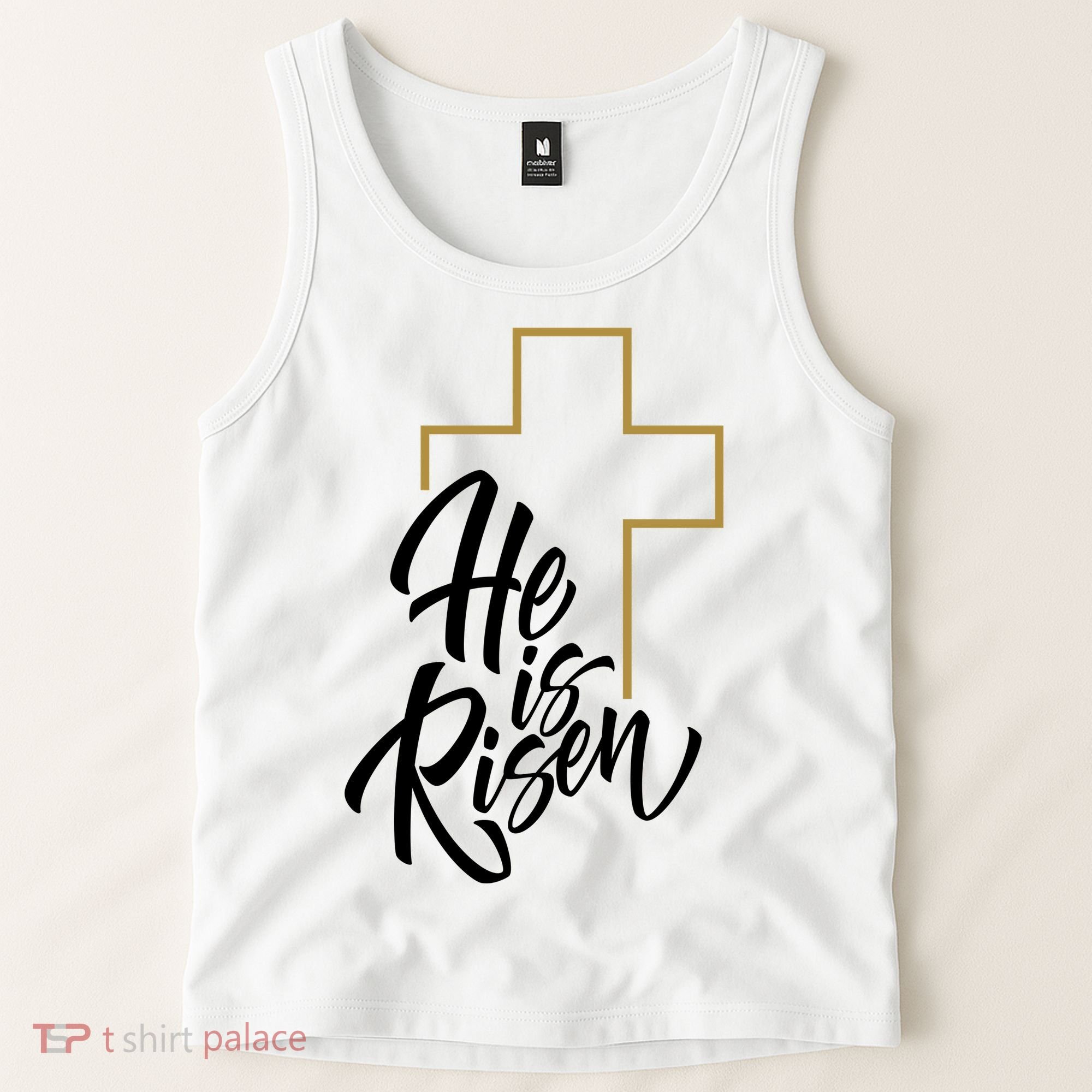 He Is Risen Easter Cross Christian Tank Top