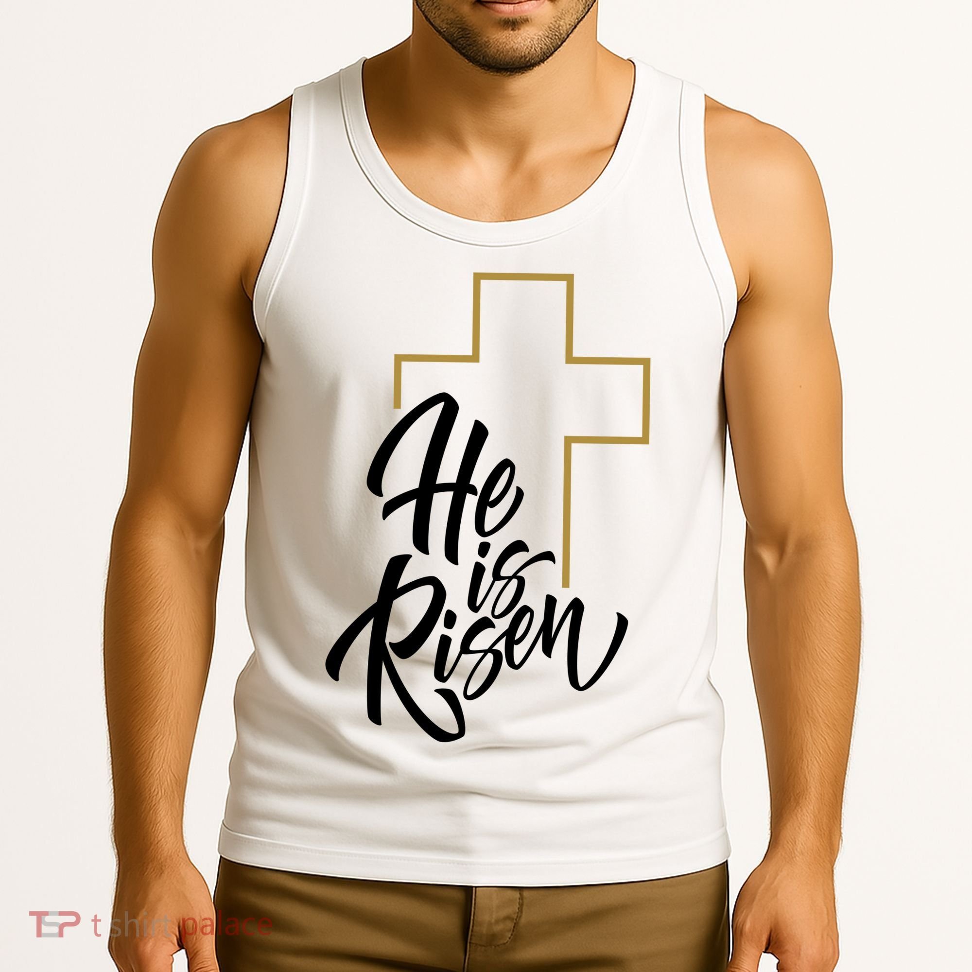 He Is Risen Easter Cross Christian Tank Top