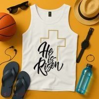 He Is Risen Easter Cross Christian Tank Top thumb 4