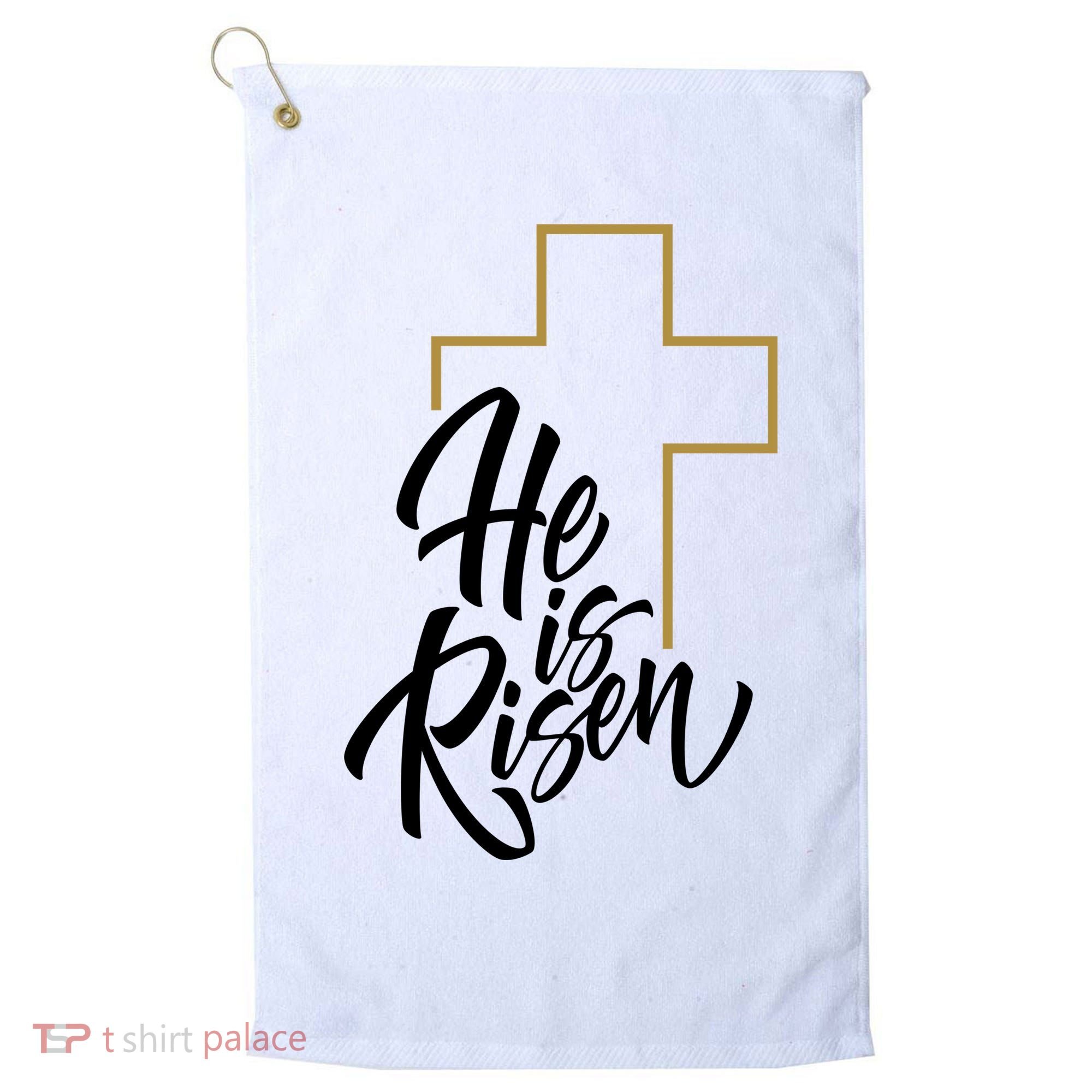 He Is Risen Easter Cross Christian Golf Towel