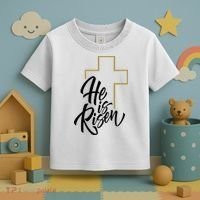 He Is Risen Easter Cross Christian Toddler T-Shirt thumb 3