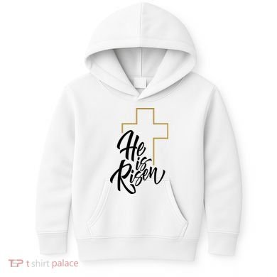 He Is Risen Easter Cross Christian Kids Hoodie