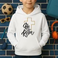 He Is Risen Easter Cross Christian Kids Hoodie thumb 2