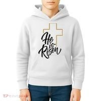 He Is Risen Easter Cross Christian Kids Hoodie thumb 4