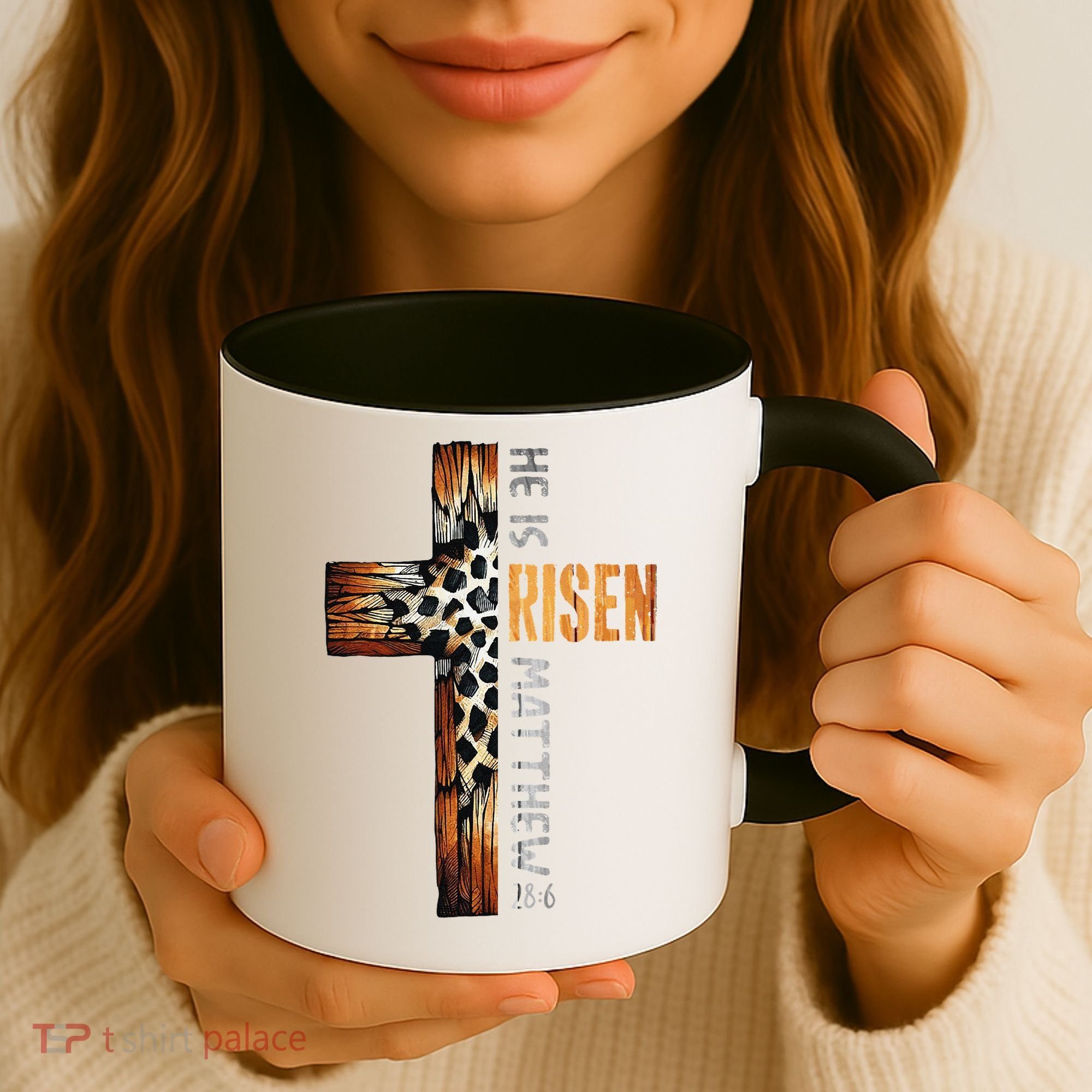 He Is Risen Cross Jesus Religious Christian Faith Easter Coffee Mug