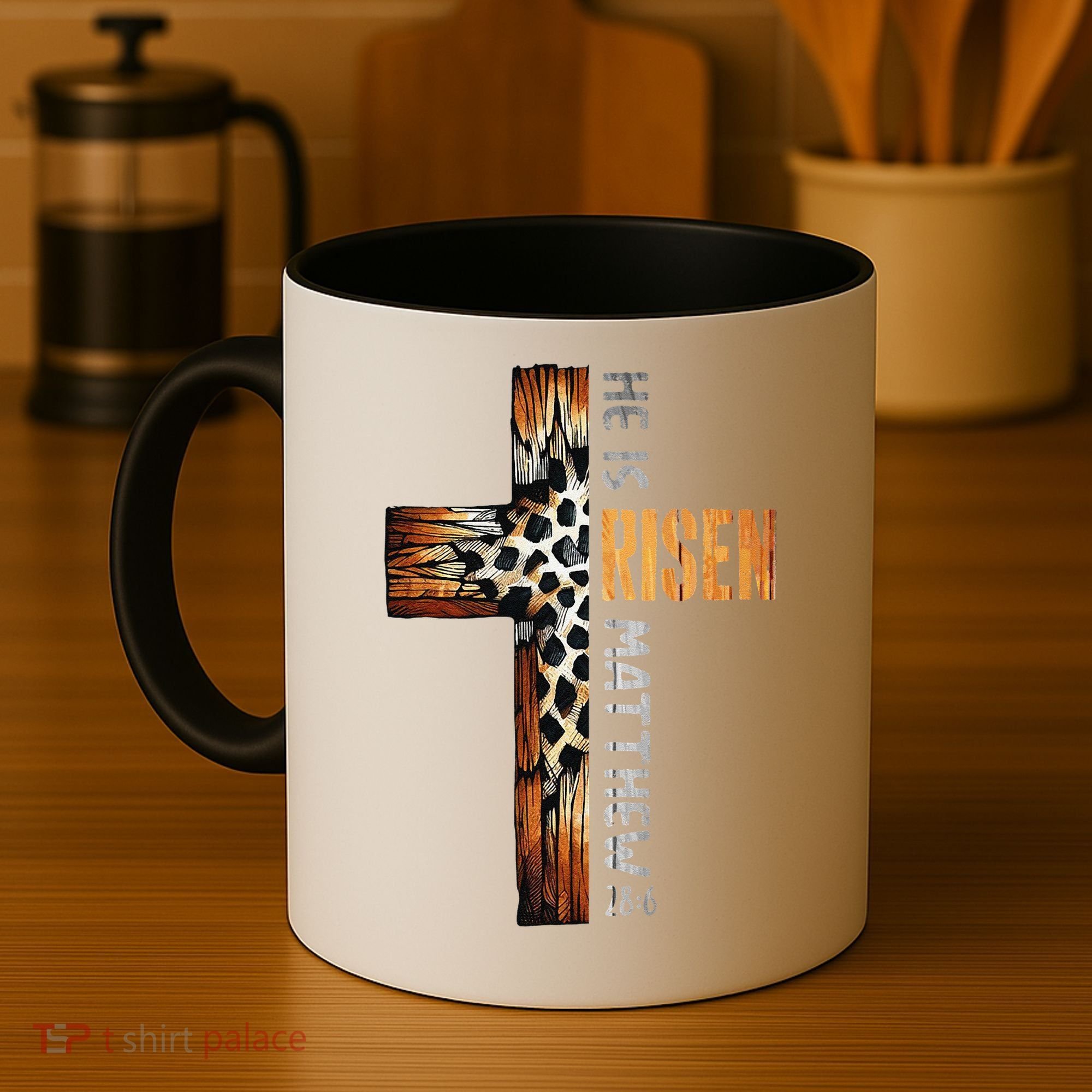 He Is Risen Cross Jesus Religious Christian Faith Easter Coffee Mug