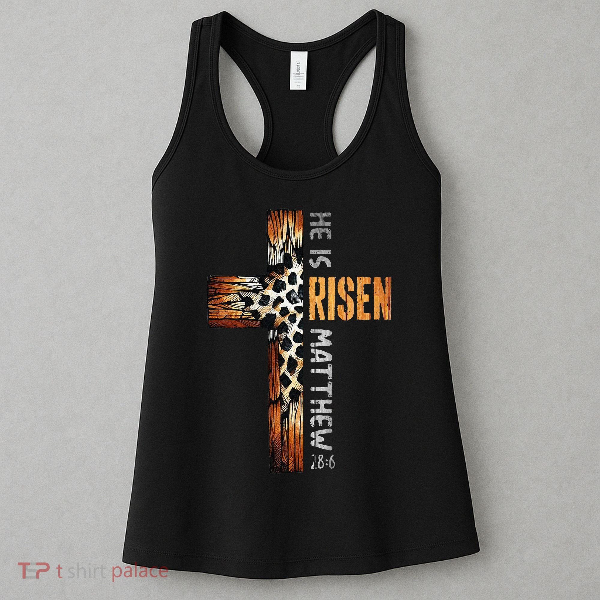 He Is Risen Cross Jesus Religious Christian Faith Easter Women's Tank Top