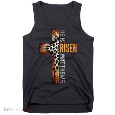He Is Risen Cross Jesus Religious Christian Faith Easter Tank Top