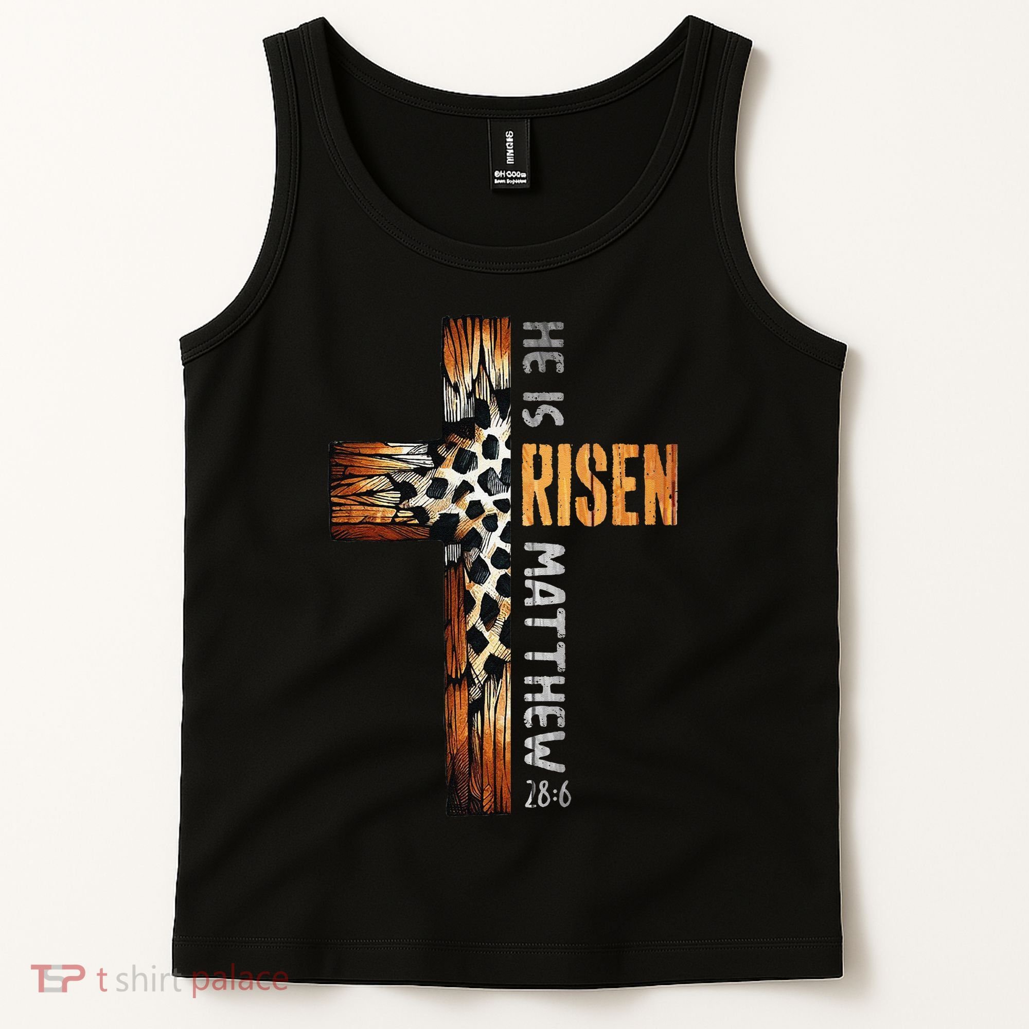 He Is Risen Cross Jesus Religious Christian Faith Easter Tank Top