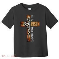 He Is Risen Cross Jesus Religious Christian Faith Easter Toddler T-Shirt thumb 0
