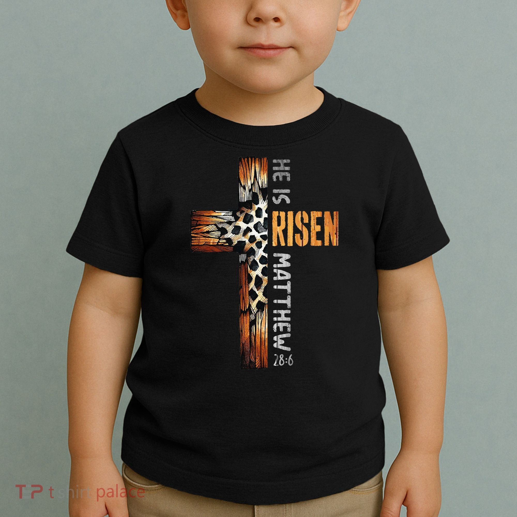 He Is Risen Cross Jesus Religious Christian Faith Easter Toddler T-Shirt