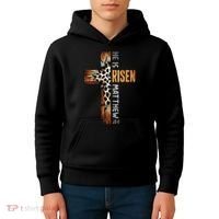 He Is Risen Cross Jesus Religious Christian Faith Easter Kids Hoodie thumb 4