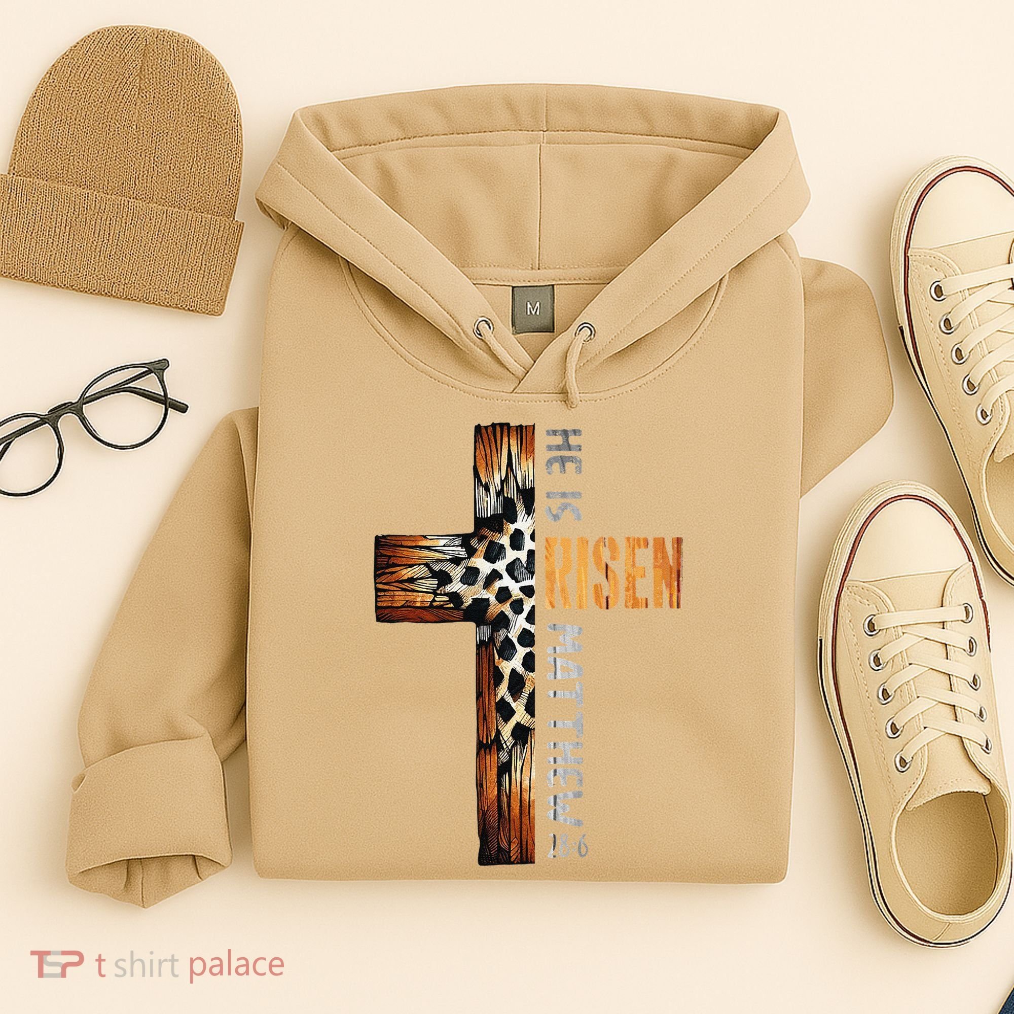 He Is Risen Cross Jesus Religious Christian Faith Easter Hoodie