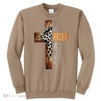He Is Risen Cross Jesus Religious Christian Faith Easter Sweatshirt thumb 0