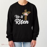 He Is Risen Jesus Christ Easter Cross Women's Sweatshirt thumb 0