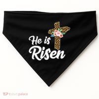 He Is Risen Jesus Christ Easter Cross USA-Made Doggie Bandana thumb 0