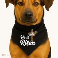He Is Risen Jesus Christ Easter Cross USA-Made Doggie Bandana thumb 1