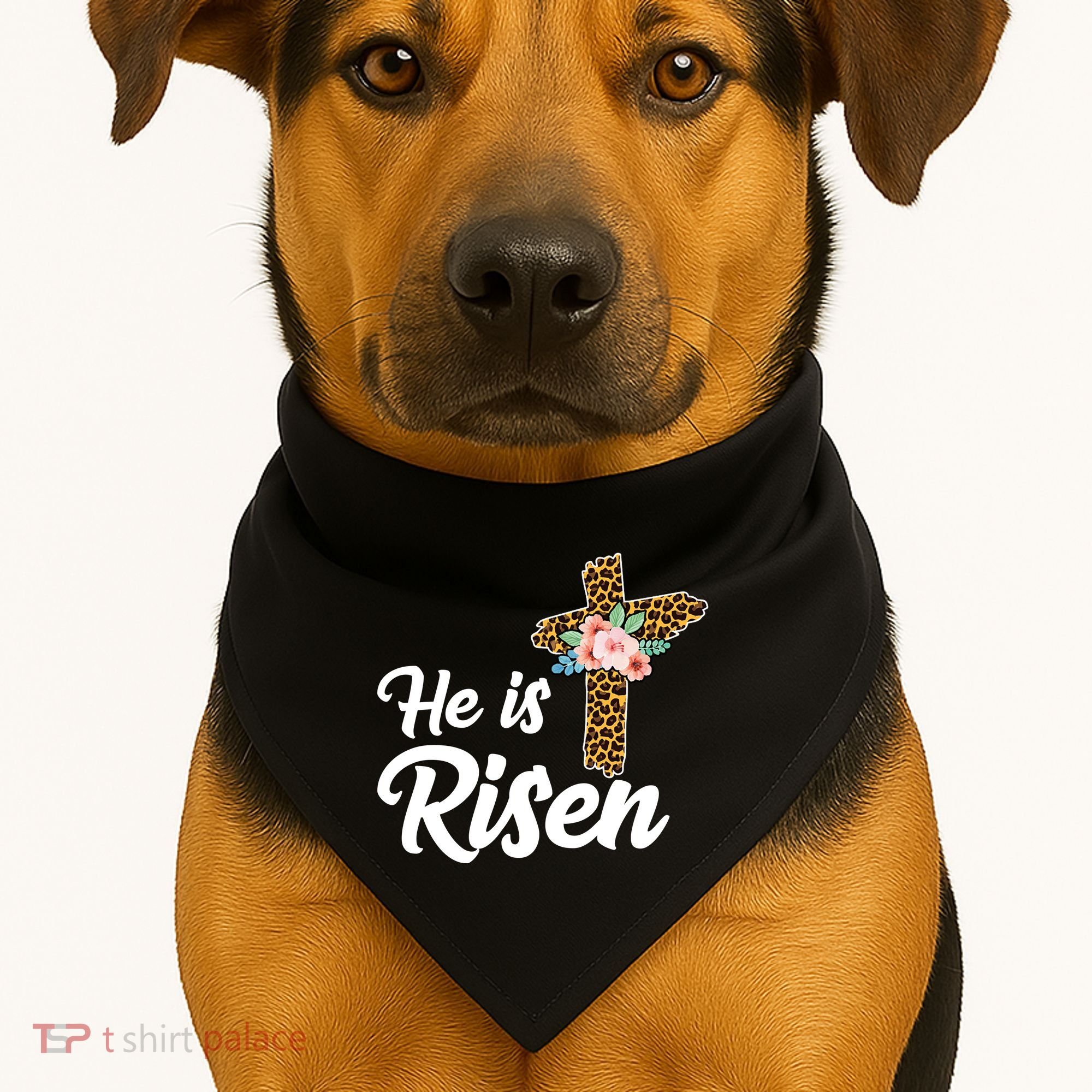He Is Risen Jesus Christ Easter Cross USA-Made Doggie Bandana