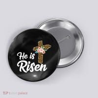 He Is Risen Jesus Christ Easter Cross Button thumb 0