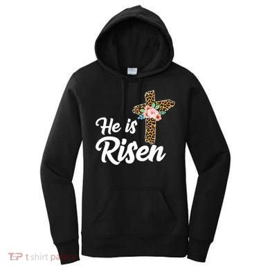 He Is Risen Jesus Christ Easter Cross Women's Hoodie