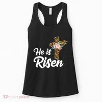 He Is Risen Jesus Christ Easter Cross Women's Tank Top thumb 0