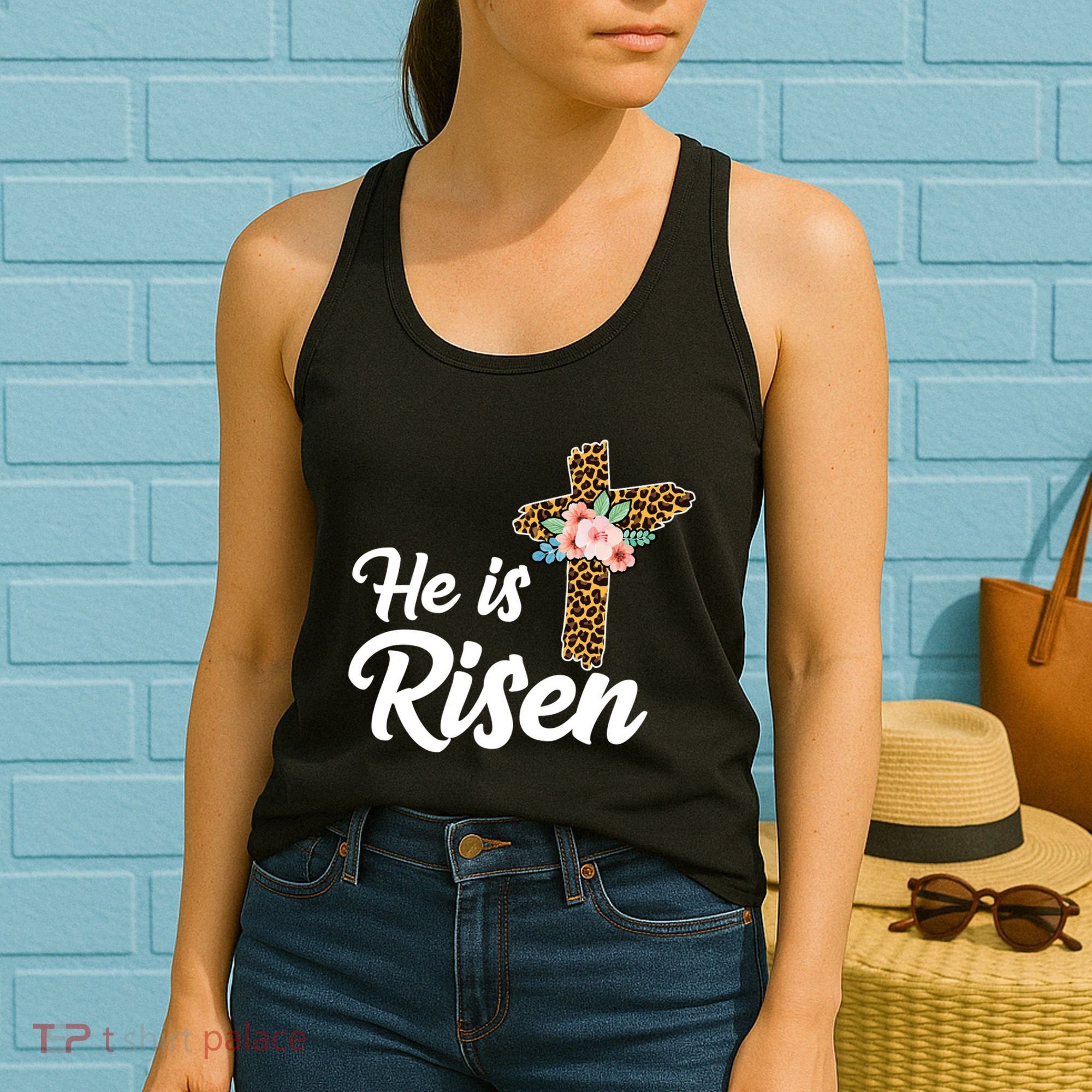 He Is Risen Jesus Christ Easter Cross Women's Tank Top