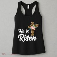 He Is Risen Jesus Christ Easter Cross Women's Tank Top thumb 3
