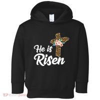 He Is Risen Jesus Christ Easter Cross Toddler Hoodie thumb 0