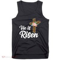 He Is Risen Jesus Christ Easter Cross Tank Top thumb 0