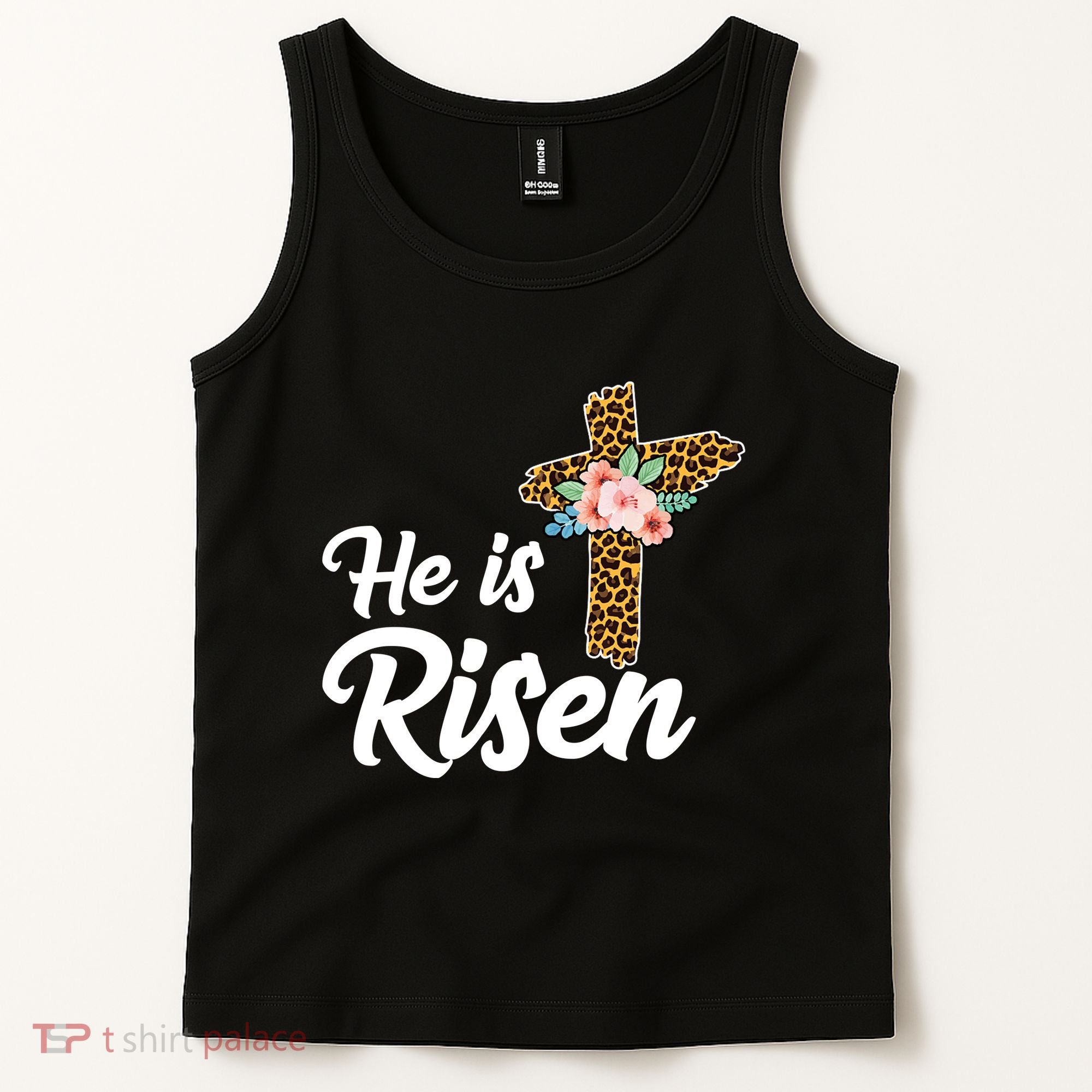 He Is Risen Jesus Christ Easter Cross Tank Top