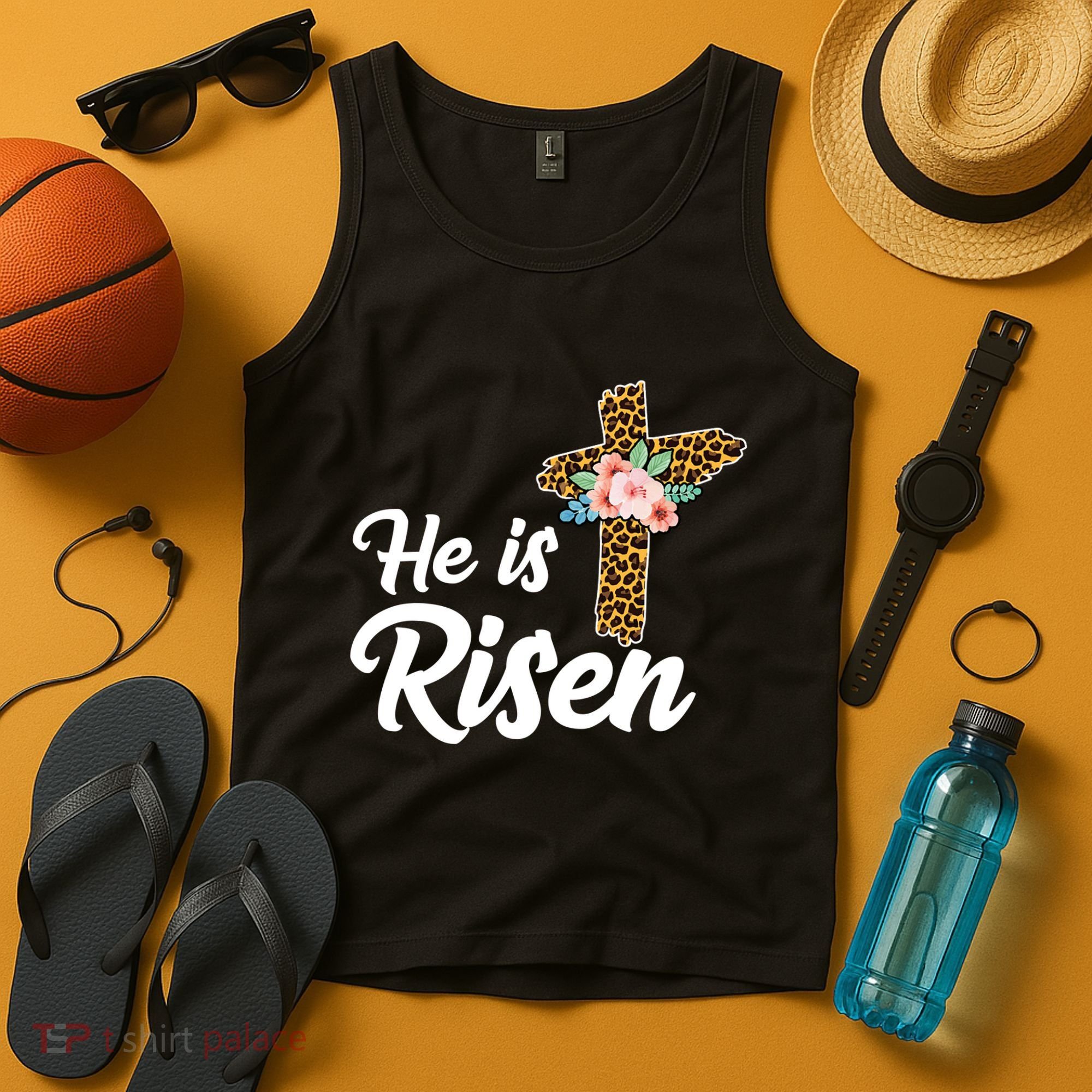 He Is Risen Jesus Christ Easter Cross Tank Top