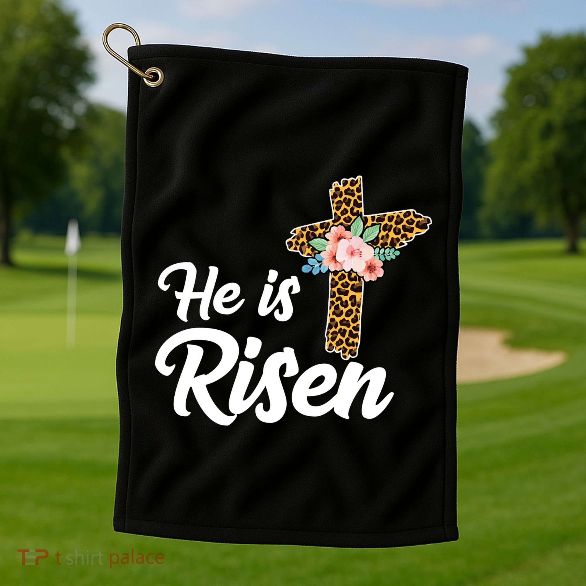 He Is Risen Jesus Christ Easter Cross Golf Towel