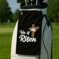 He Is Risen Jesus Christ Easter Cross Golf Towel thumb 2