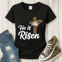 He Is Risen Jesus Christ Easter Cross Women's T-Shirt thumb 3