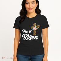 He Is Risen Jesus Christ Easter Cross Women's T-Shirt thumb 4