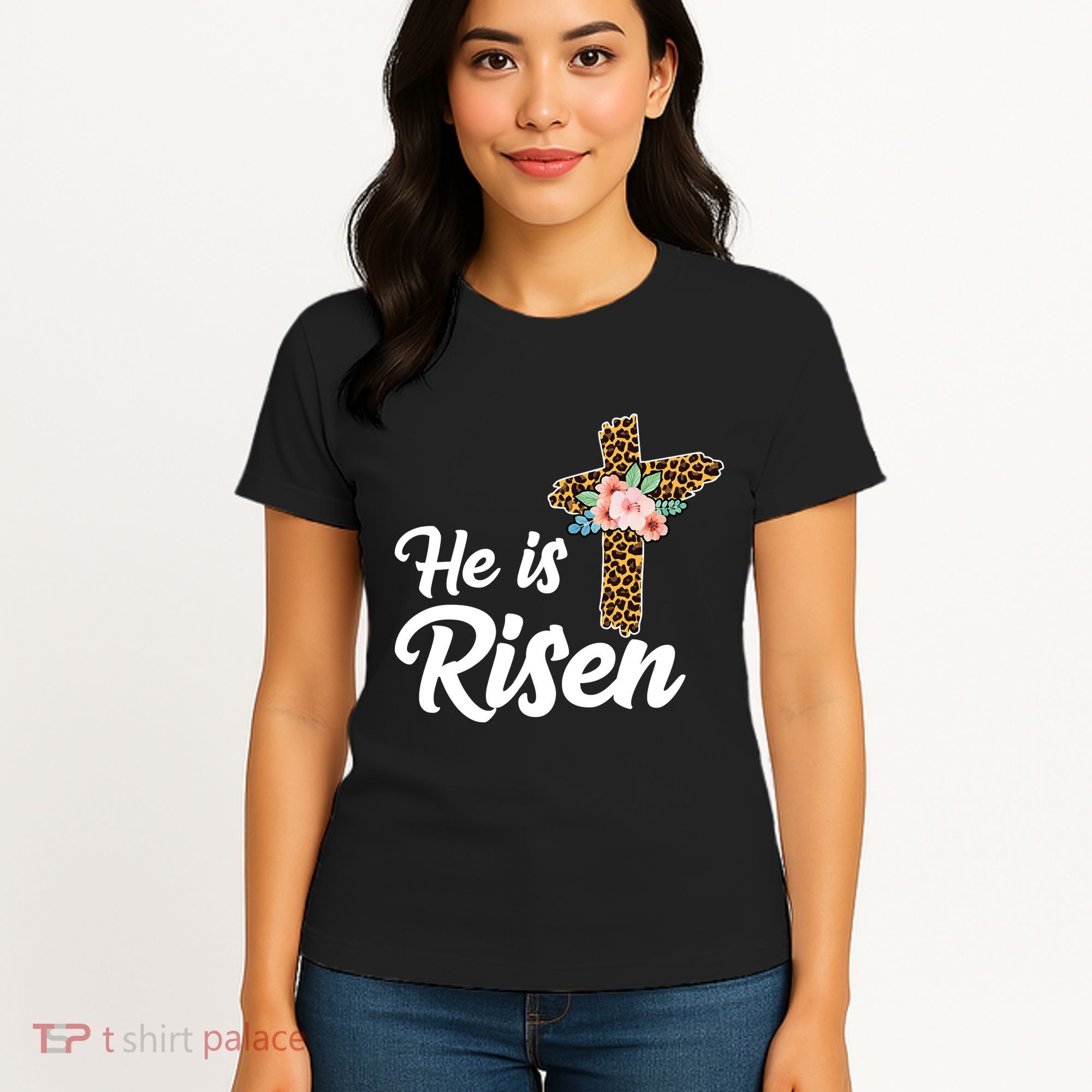 He Is Risen Jesus Christ Easter Cross Women's T-Shirt