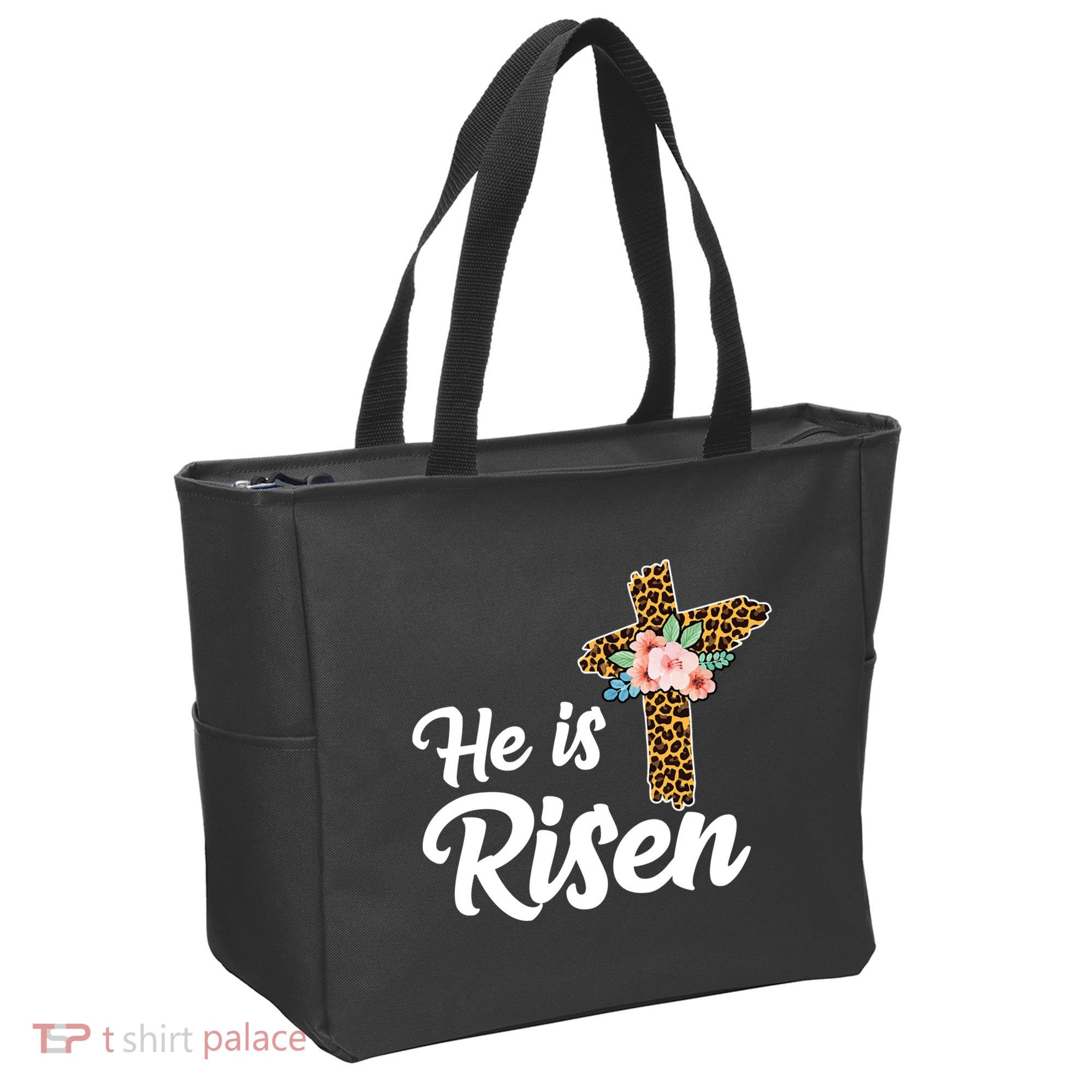 He Is Risen Jesus Christ Easter Cross Tote Bag
