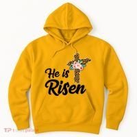 He Is Risen Jesus Christ Easter Cross Hoodie thumb 0
