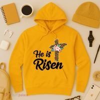 He Is Risen Jesus Christ Easter Cross Hoodie thumb 3