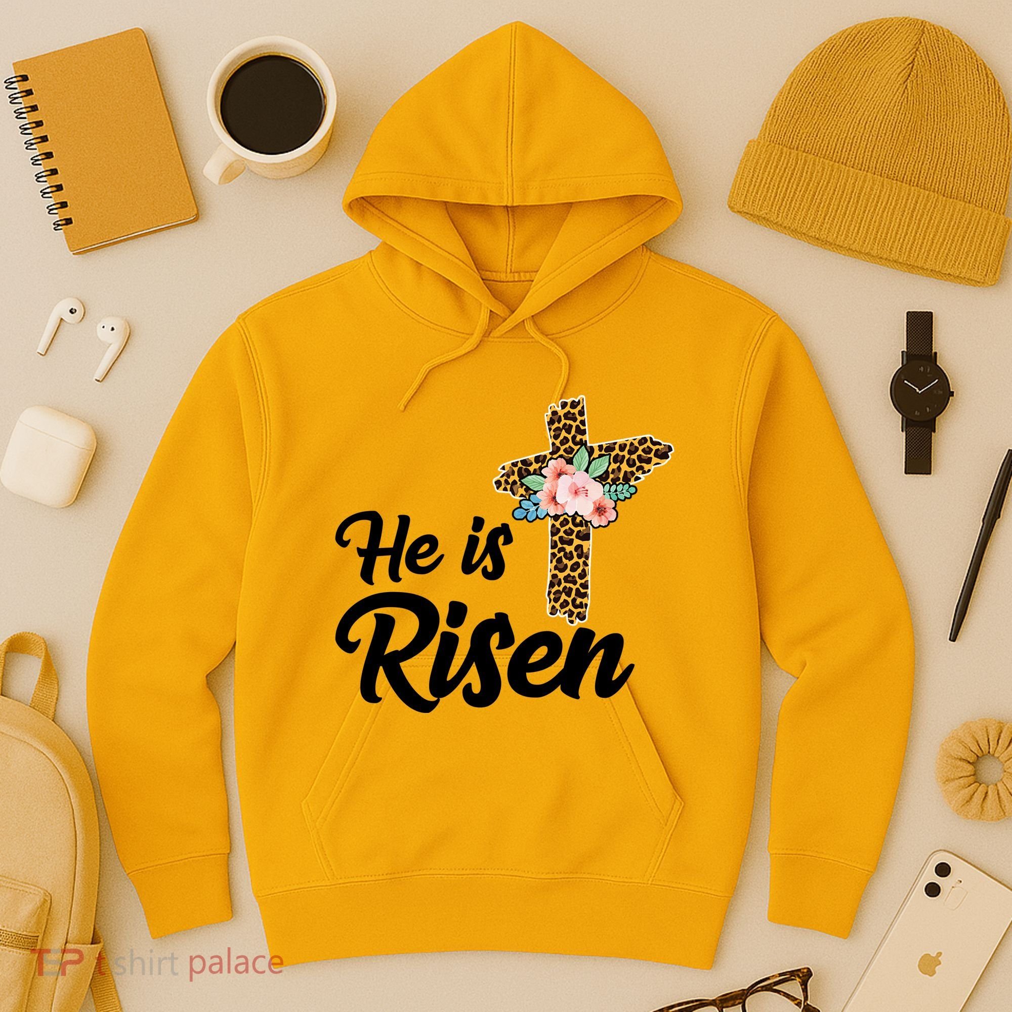 He Is Risen Jesus Christ Easter Cross Hoodie