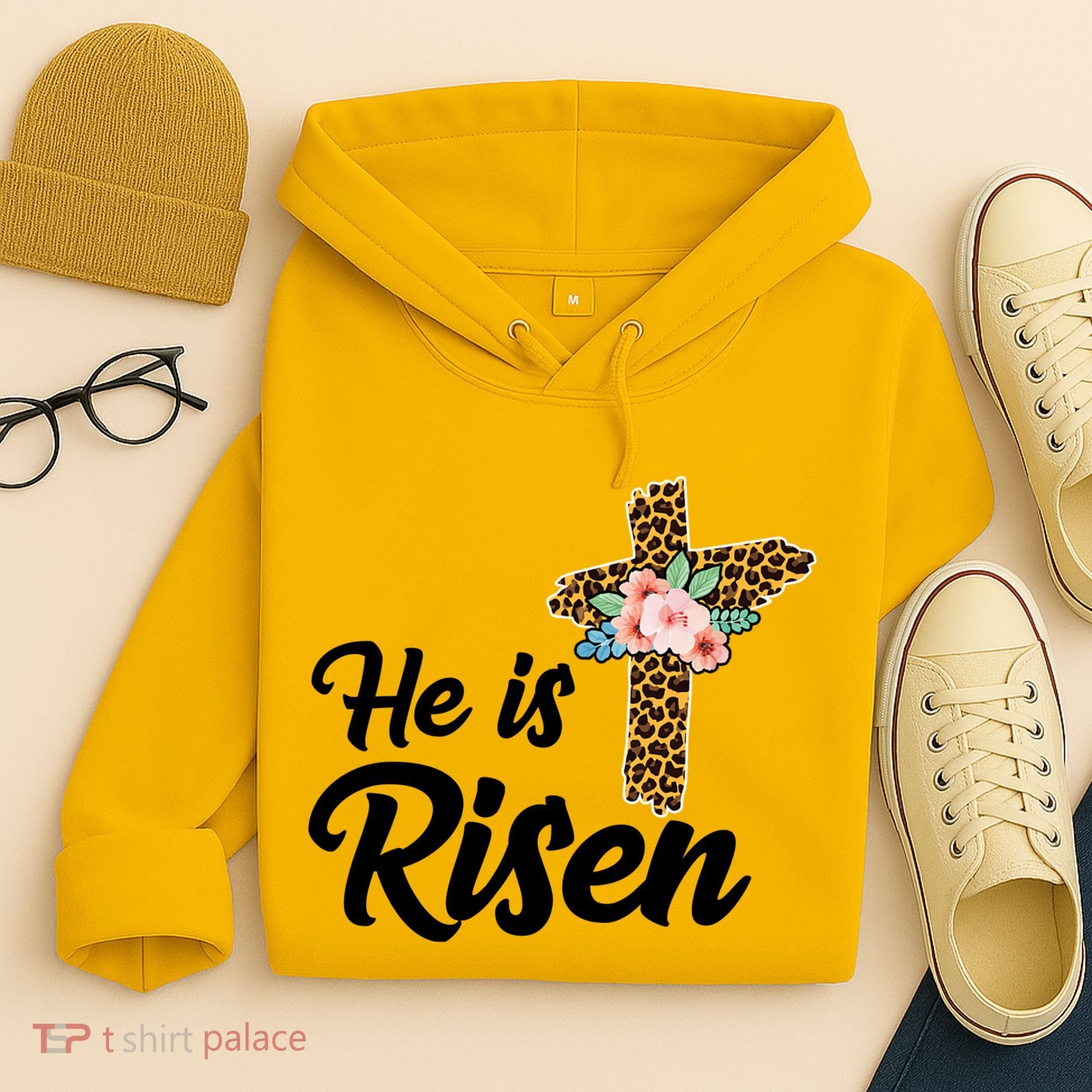 He Is Risen Jesus Christ Easter Cross Hoodie