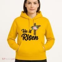 He Is Risen Jesus Christ Easter Cross Hoodie thumb 5