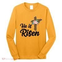 He Is Risen Jesus Christ Easter Cross Long Sleeve Shirt thumb 0