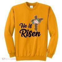 He Is Risen Jesus Christ Easter Cross Sweatshirt thumb 0