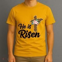 He Is Risen Jesus Christ Easter Cross T-Shirt thumb 3