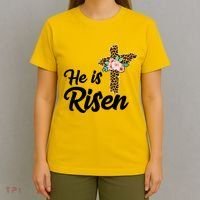 He Is Risen Jesus Christ Easter Cross T-Shirt thumb 4