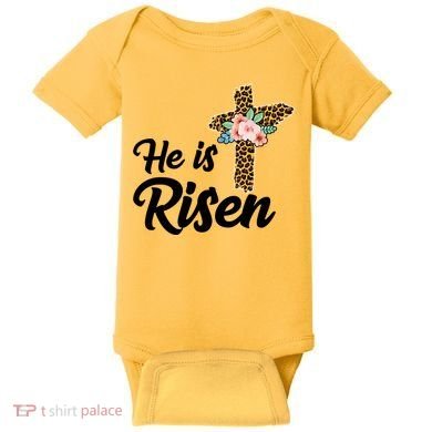 He Is Risen Jesus Christ Easter Cross Baby Bodysuit
