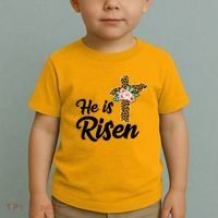 He Is Risen Jesus Christ Easter Cross Toddler T-Shirt thumb 2